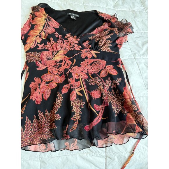 Johnathan Martin silk babydoll Floral Tie Top M  Whimsigoth Y2K Romantic fairy - Picture 5 of 11